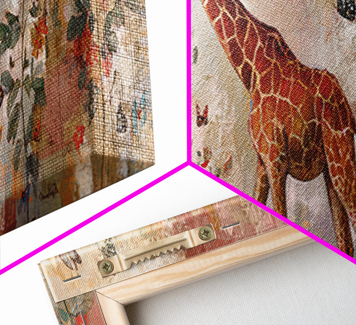 Giraffe with Scarf and Butterflies Canvas Print, Whimsical Art, Printable Art, Living Room Decor, Watercolor Art, Wonder, WHI-3x1-26