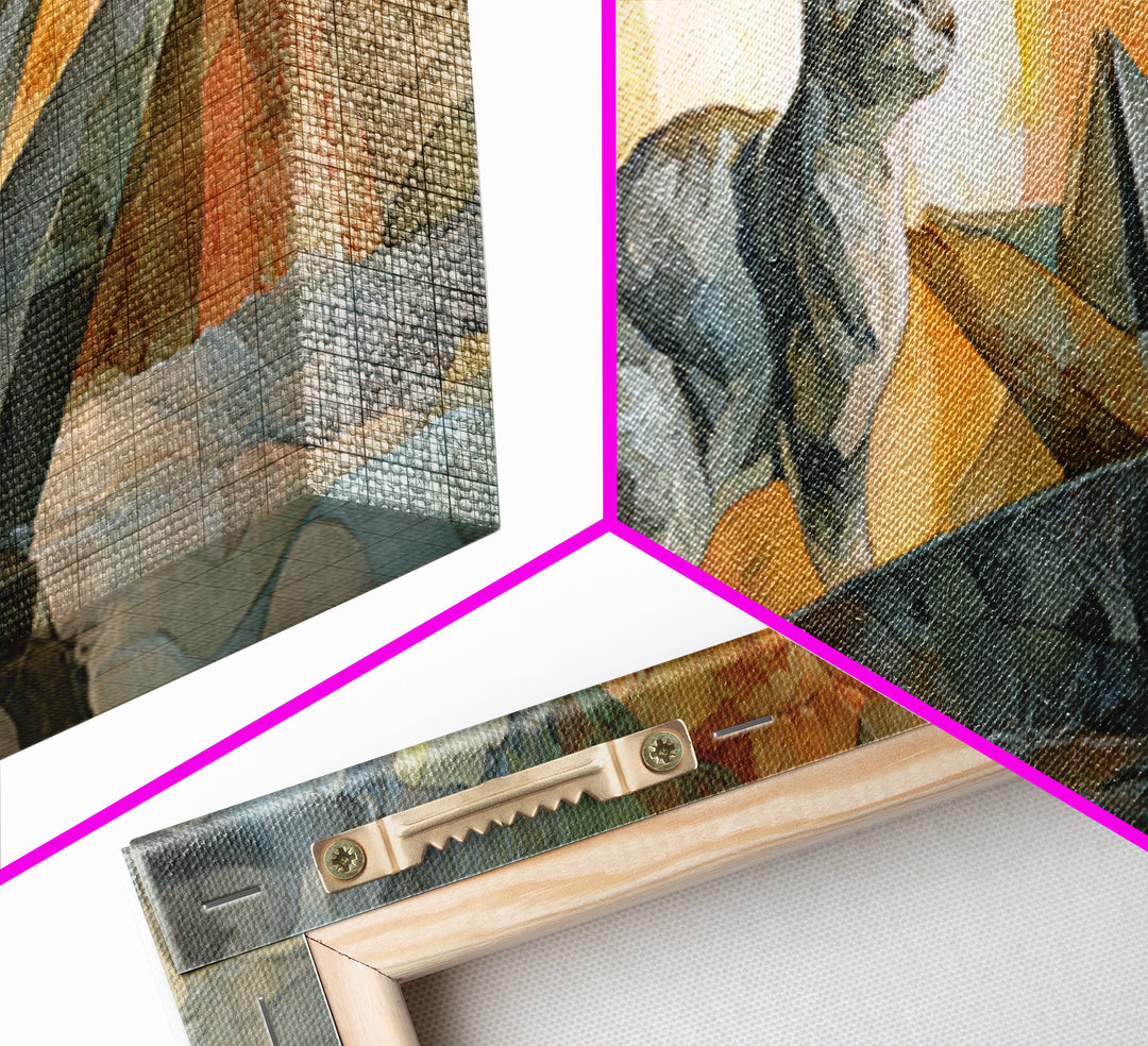 Cat Sailing a Paper Boat Canvas Print, Whimsical Art, Abstract Wall Art, Living Room Decor, Fine Art, Wonder, Neutral Decor, WHI-3x1-42