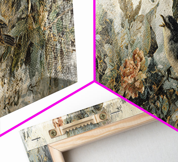 Bird Delivering a Tiny Love Letter Framed Canvas Print, Whimsical Art, Contemporary Art, Living Room Decor, Fine Art, Wonder, WHI-3x1-63