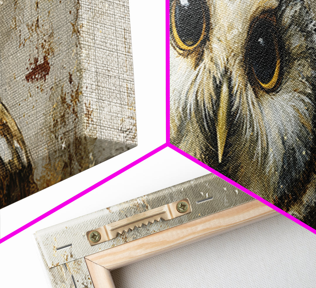 Owl Wearing Spectacles Among Stars Canvas Print, Whimsical Art, Wall Art, Living Room Decor, Oil Painting, Wonder, WHI-3x1-70