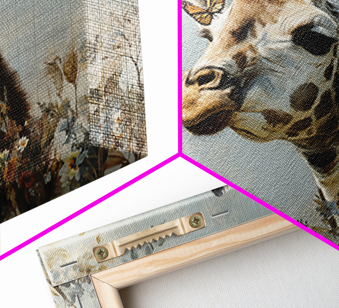 Giraffe with Scarf and Butterflies Canvas Print, Whimsical Art, Living Room Decor, Wonder, Gallery Decor, Neutral Decor, WHI-3x2-38