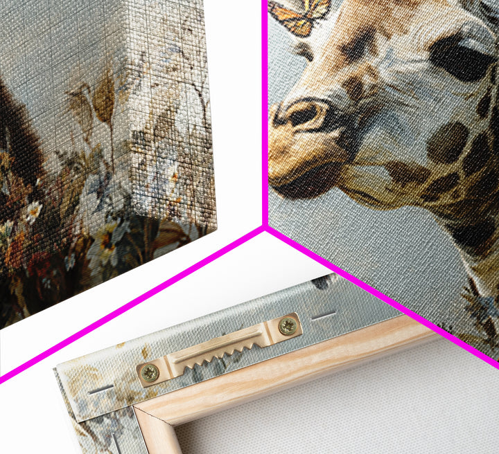 Giraffe with Scarf and Butterflies Canvas Print, Whimsical Art, Living Room Decor, Wonder, Gallery Decor, Neutral Decor, WHI-3x2-38