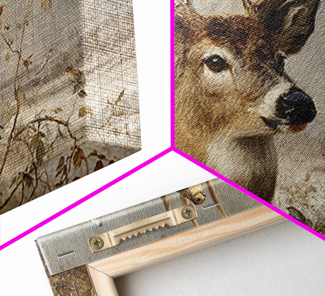 Deer with Antlers Full of Birds Framed Canvas Print, Whimsical Art, Printable Wall Art, Living Room Decor, Oil Painting, Wonder, WHI-3x2-47