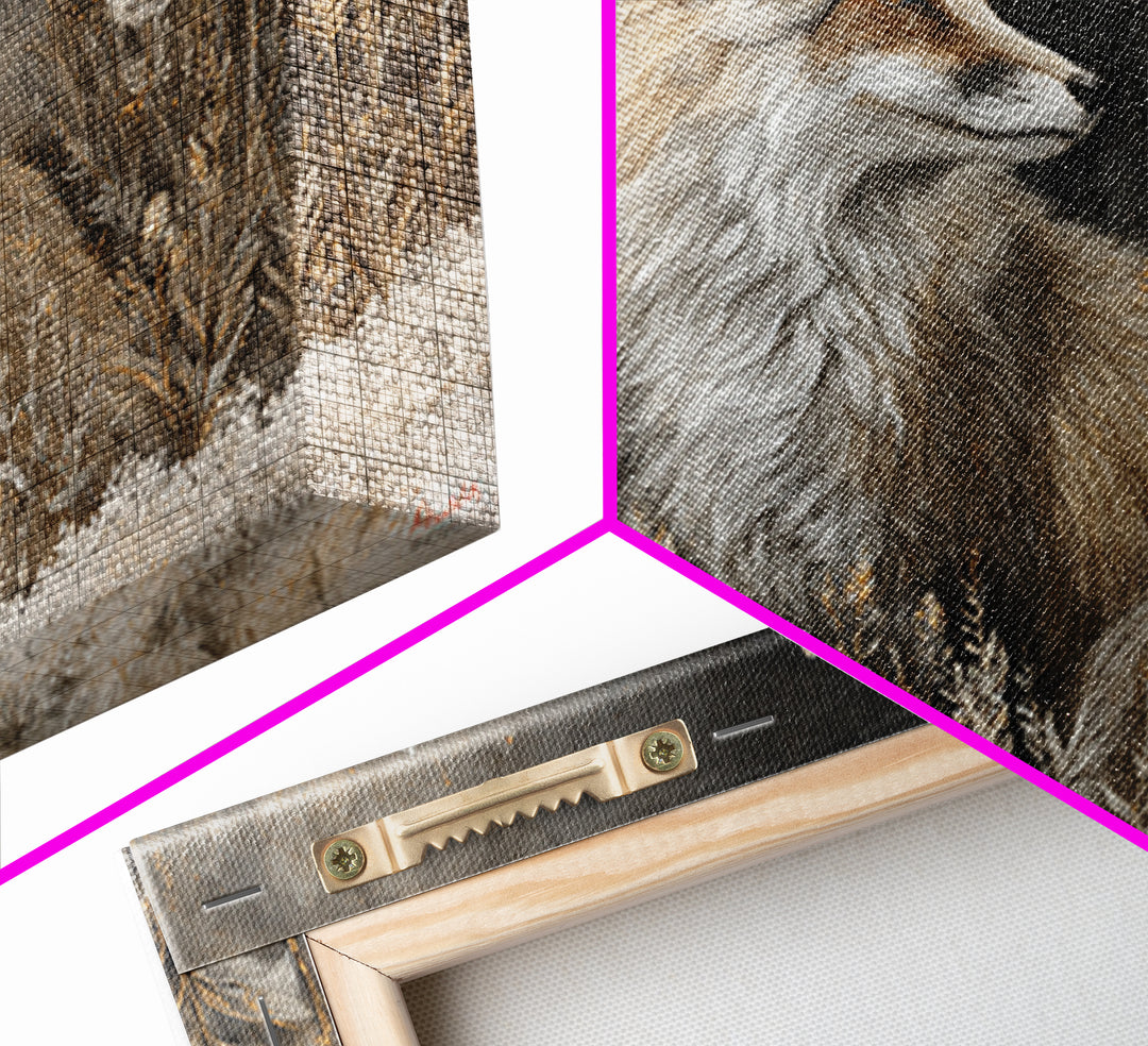 Fox Wearing a Tiny Crown Framed Canvas Print, Whimsical Art, Nursery Art, Living Room Decor, Oil Painting, Wonder, WHI-3x2-5