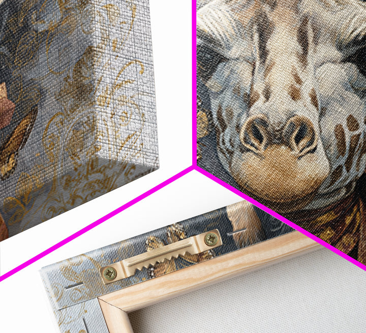 Giraffe with Scarf and Butterflies Canvas Print, Whimsical Art, Living Room Decor, Wonder, Gallery Decor, Neutral Decor, WHI-3x2-62