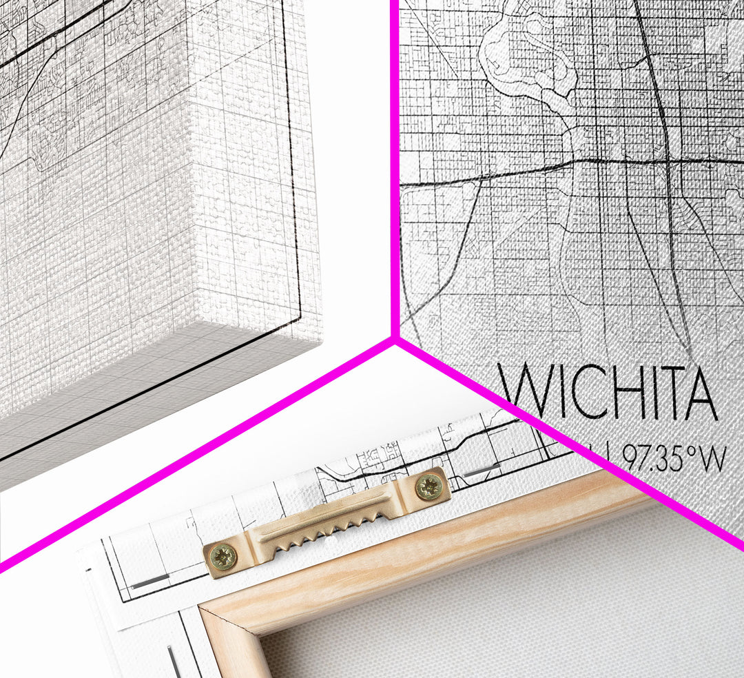 Wichita City Map, Kansas Art, Map Print, Modern Wall Art, Wall Art, Canvas Art, Best Friend Gifts, College Dorm Décor, Modern House Art