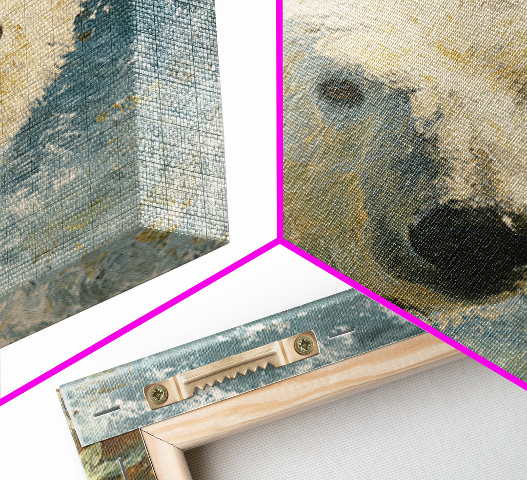 Polar Bear Crossing Blue Ice Canvas Print, Wildlife Art, Modern Wall Art, Living Room Decor, Oil Painting, Wild, Bird Wall Art, WIL-1x1-15