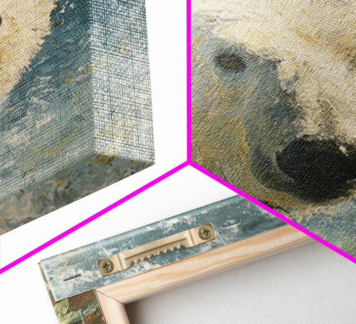 Polar Bear Crossing Blue Ice Canvas Print, Wildlife Art, Modern Wall Art, Living Room Decor, Oil Painting, Wild, Bird Wall Art, WIL-1x1-15