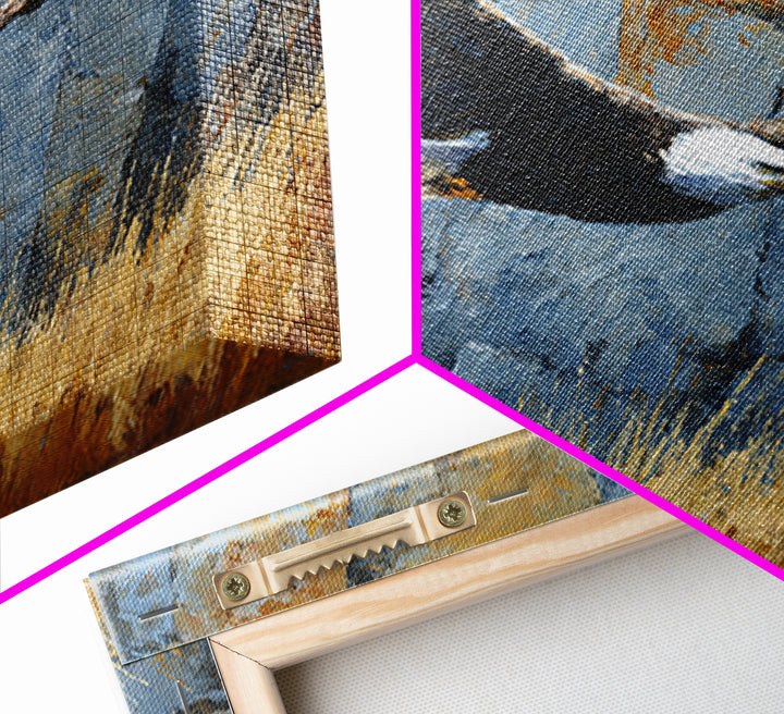 Eagle Soaring Above Rocky Cliffs Canvas Print, Wildlife Art, Bird Wall Art, Living Room Decor, Oil Painting, Wild, Luxury Decor, WIL-1x1-30