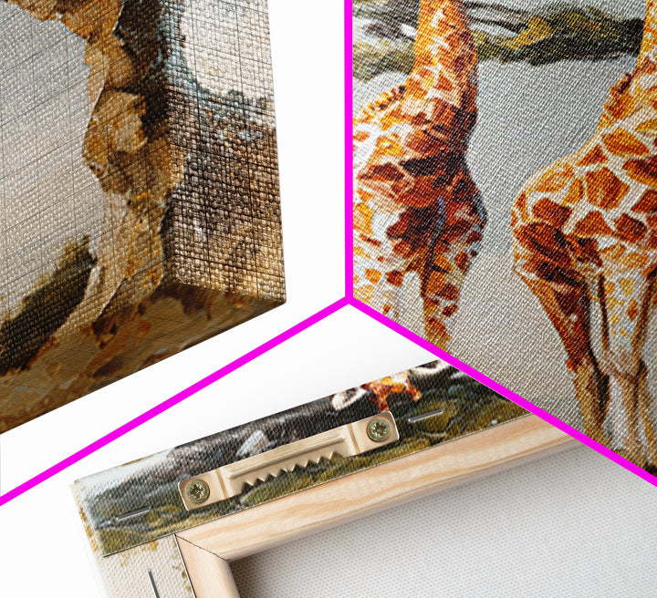 Giraffe Pair under Acacia Tree Canvas Print, Wildlife Art, Living Room Wall Art, Living Room Decor, Wild, Unique Home Decor, WIL-1x1-31
