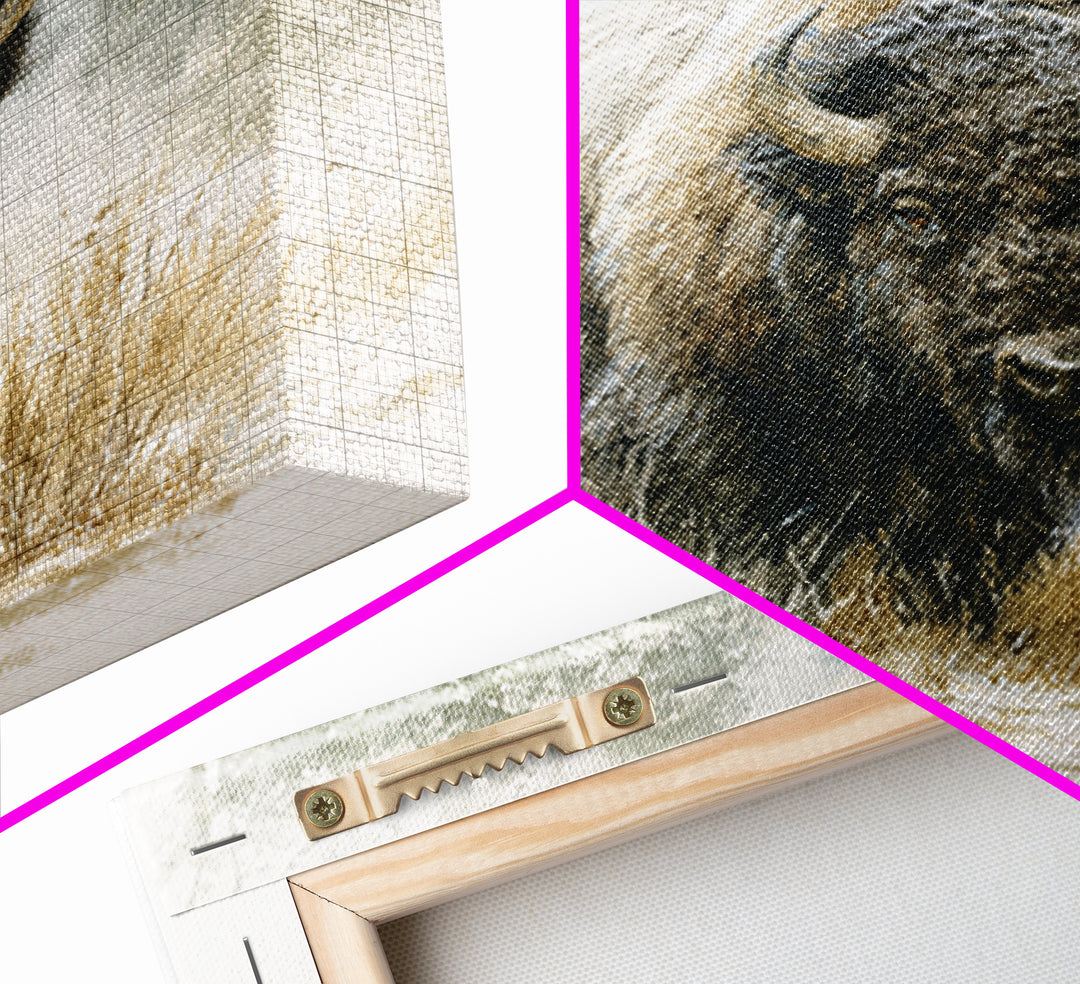 Bison on Wide Western Prairie Canvas Print, Wildlife Art, Boho Decor, Living Room Decor, Fine Art, Wild, Wall Hangings, WIL-1x1-85
