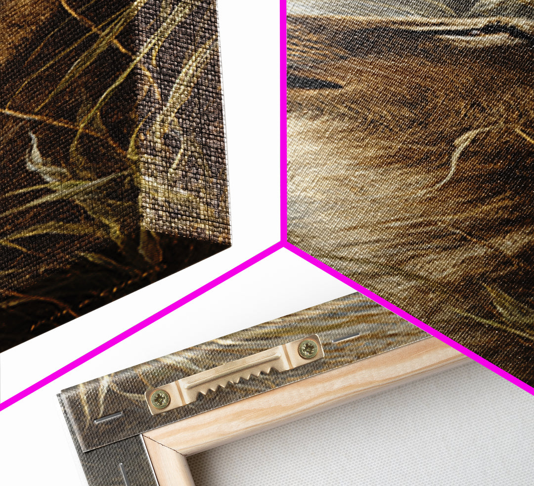 Lion Emerging from Golden Savanna Grass Canvas Print, Wildlife Art, Statement Artwork, Living Room Decor, Fine Art, Wild, WIL-1x3-13