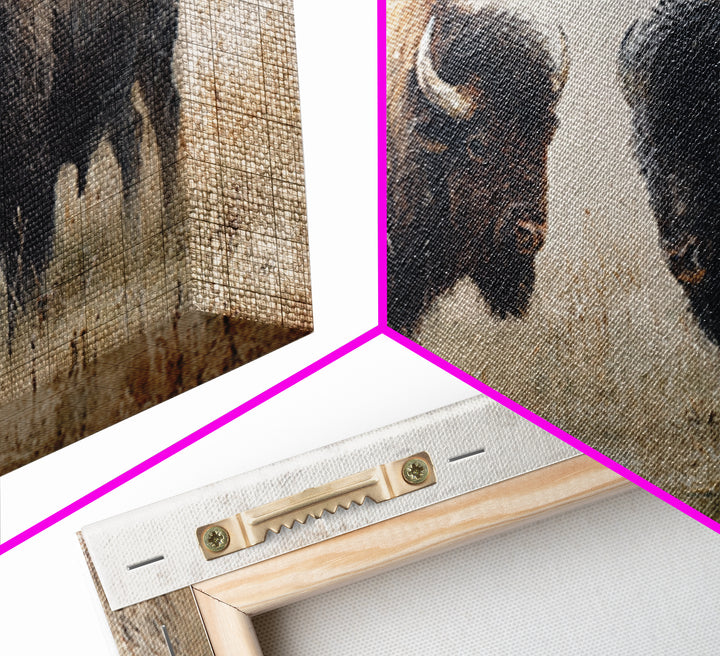 Bison on Wide Western Prairie Canvas Print, Wildlife Art, Wall Decor, Living Room Decor, Fine Art, Wild, Living Room Wall Art, WIL-2x1-57