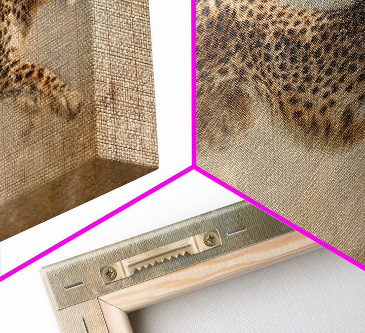 Cheetah Running Through Warm Dust Framed Canvas Print, Wildlife Art, Wall Hangings, Living Room Decor, Abstract Art, Wild, WIL-2x1-65