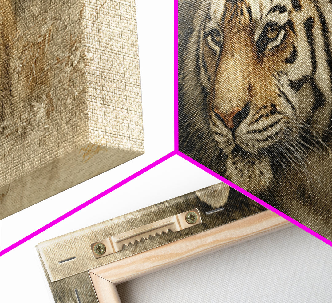 Tiger Portrait with Jungle Shadows Canvas Print, Wildlife Art, Digital Wall Art, Living Room Decor, Fine Art, Wild, Modern Art, WIL-2x1-73
