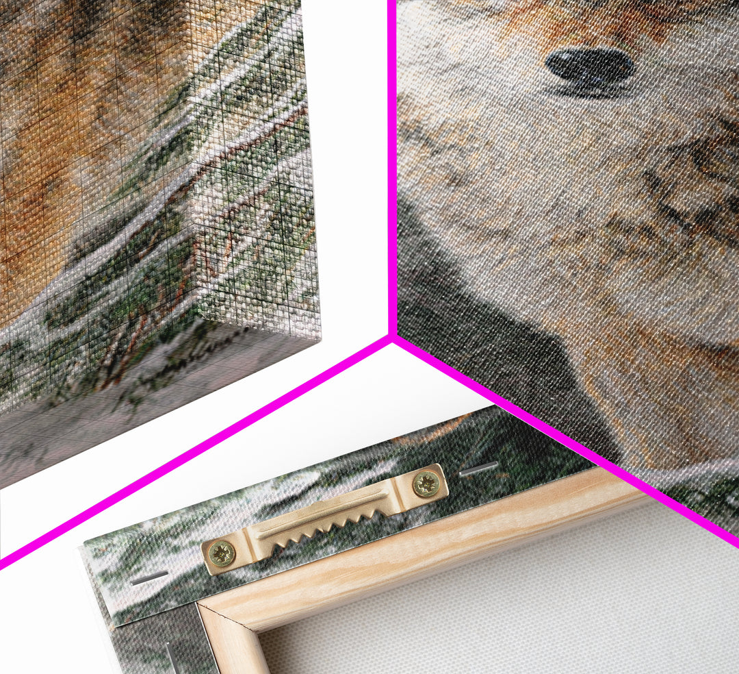 Wolf Standing Beneath Snowy Pine Trees Canvas Print, Wildlife Art, Original Artwork, Living Room Decor, Abstract Art, Wild, WIL-2x3-11