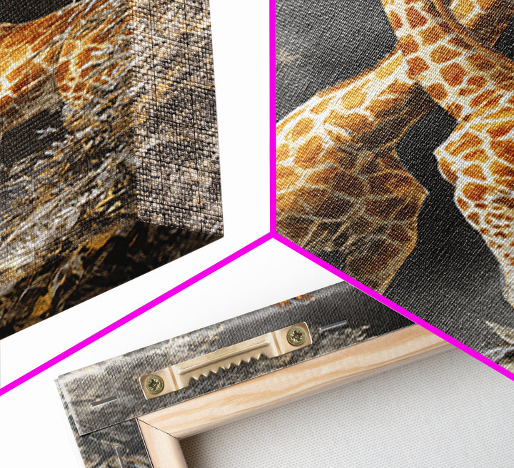 Giraffe Pair under Acacia Tree Canvas Print, Wildlife Art, Minimalist Decor, Living Room Decor, Fine Art, Wild, Wall Art Print, WIL-2x3-39