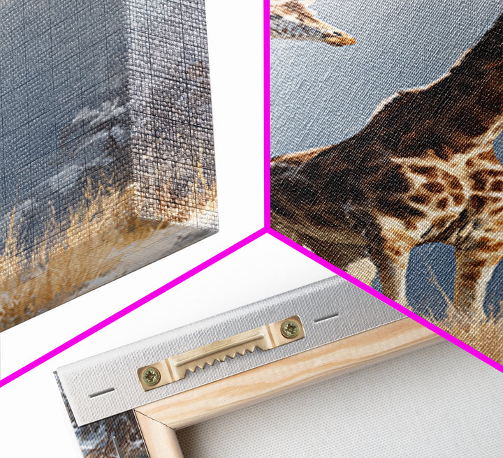 Giraffe Pair under Acacia Tree Framed Canvas Print, Wildlife Art, Canvas Print, Living Room Decor, Wild, Forest Wall Art, WIL-2x3-87