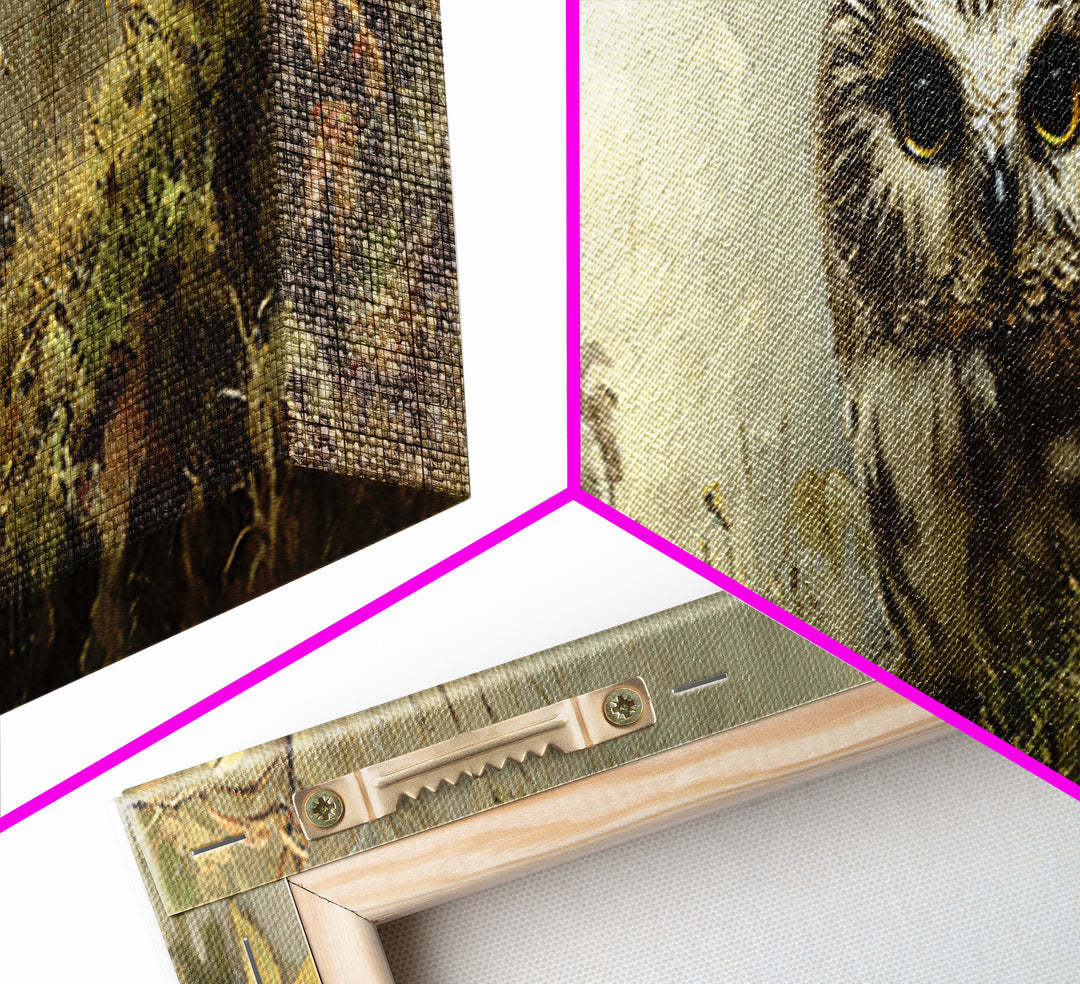 Owl Perched in Moonlit Woodland Canvas Print, Wildlife Art, Modern Decor, Living Room Decor, Abstract Art, Wild, Home Decor, WIL-3x1-100