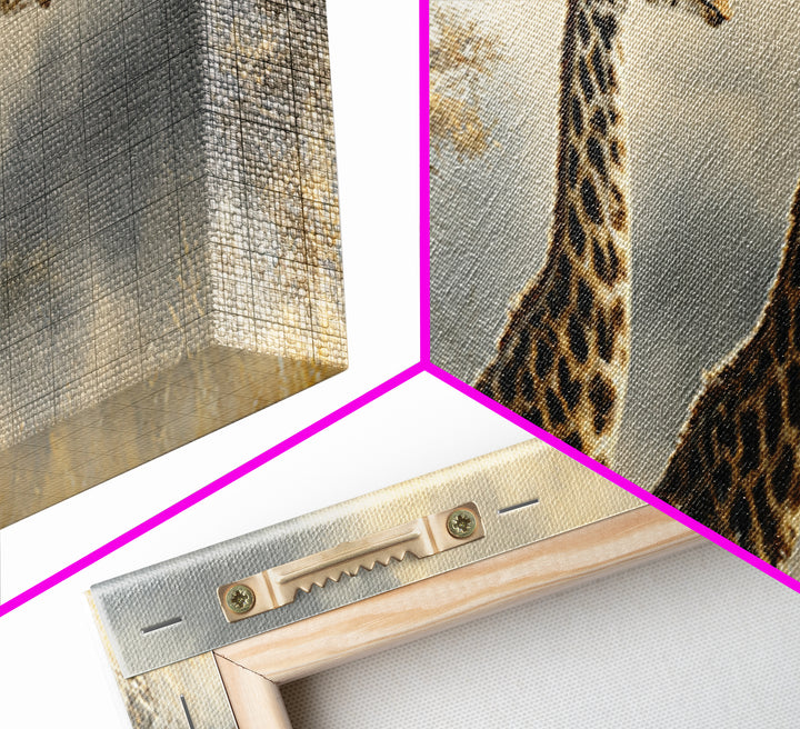 Giraffe Pair under Acacia Tree Canvas Print, Wildlife Art, Original Art, Living Room Decor, Fine Art, Wild, Leopard Wall Art, WIL-3x1-71