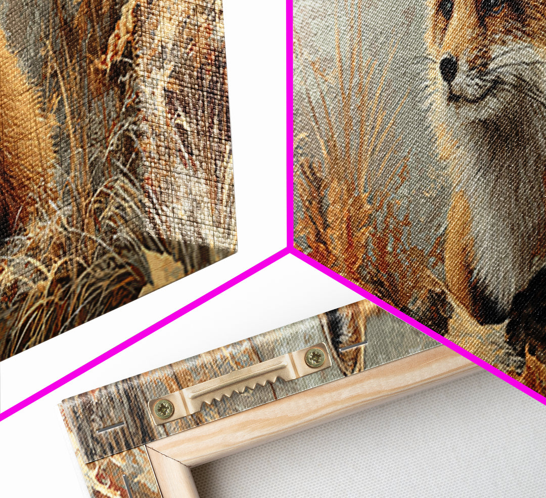 Fox in Autumn Forest Leaves Canvas Print, Wildlife Art, Gallery Decor, Living Room Decor, Fine Art, Wild, Contemporary Art, WIL-3x1-97