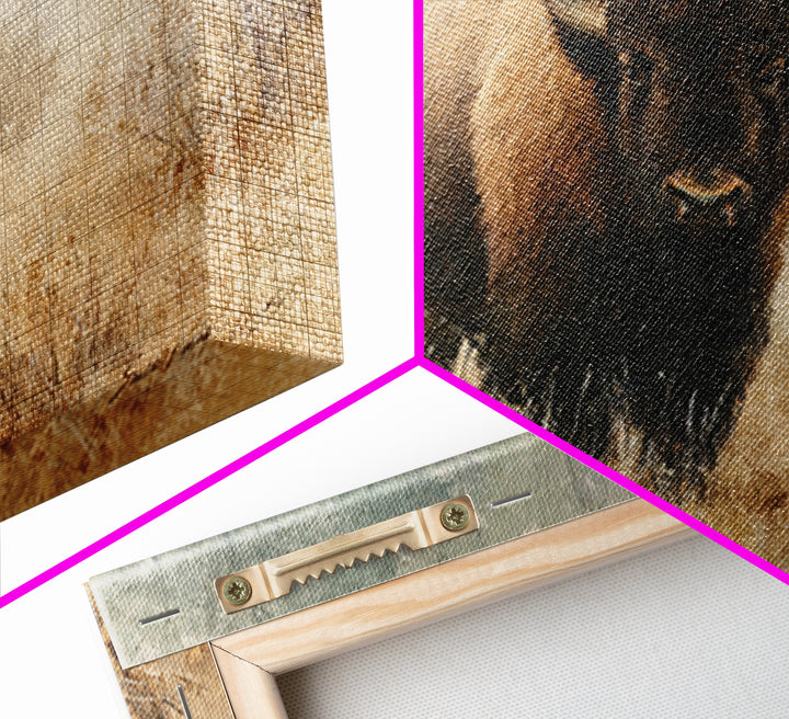 Bison on Wide Western Prairie Canvas Print, Wildlife Art, Living Room Wall Art, Living Room Decor, Wild, Unique Home Decor, WIL-3x2-17