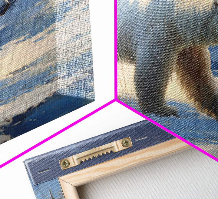 Polar Bear Crossing Blue Ice Canvas Print, Wildlife Art, Unique Home Decor, Living Room Decor, Abstract Art, Wild, WIL-3x2-43