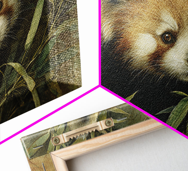 Red Panda Among Bamboo Leaves Canvas Print, Wildlife Art, Leopard Wall Art, Living Room Decor, Fine Art, Wild, Fine Art Print, WIL-3x2-48