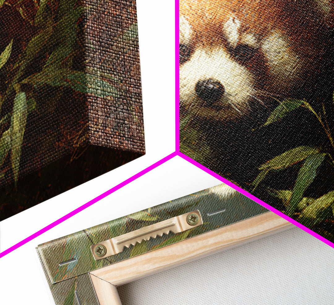 Red Panda Among Bamboo Leaves Canvas Print, Wildlife Art, Modern Decor, Living Room Decor, Fine Art, Wild, Home Decor, WIL-3x2-72