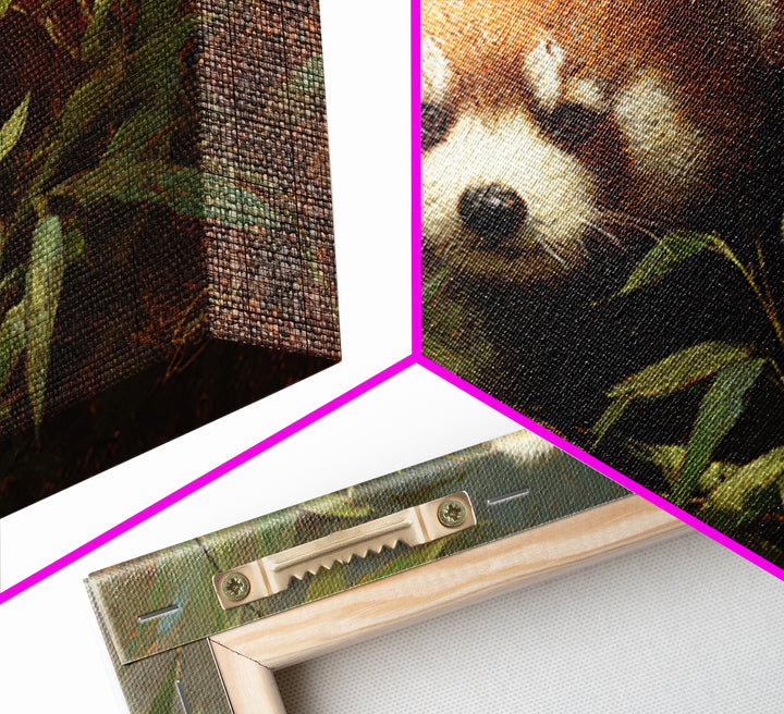 Red Panda Among Bamboo Leaves Canvas Print, Wildlife Art, Modern Decor, Living Room Decor, Fine Art, Wild, Home Decor, WIL-3x2-72