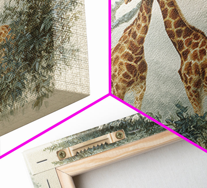 Giraffe Pair under Acacia Tree Canvas Print, Wildlife Art, Wall Art, Living Room Decor, Fine Art, Wild, Modern Wall Art, WIL-3x2-83