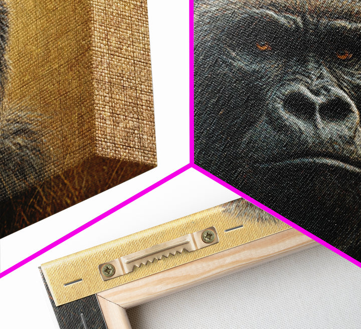 Gorilla Portrait with Powerful Gaze Canvas Print, Wildlife Art, Unique Home Decor, Living Room Decor, Fine Art, Wild, WIL-3x2-93