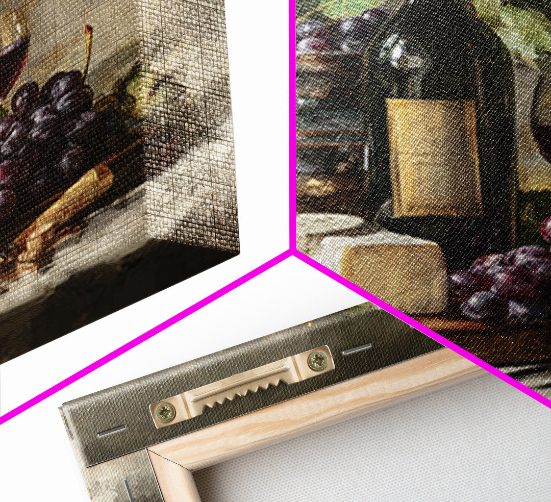 Charcuterie Board with Grapes and Cheese Canvas Print, Winery Art, Cocktail Wall Art, Winery Decor, Watercolor Art, Vineyard, WIN-1x1-13