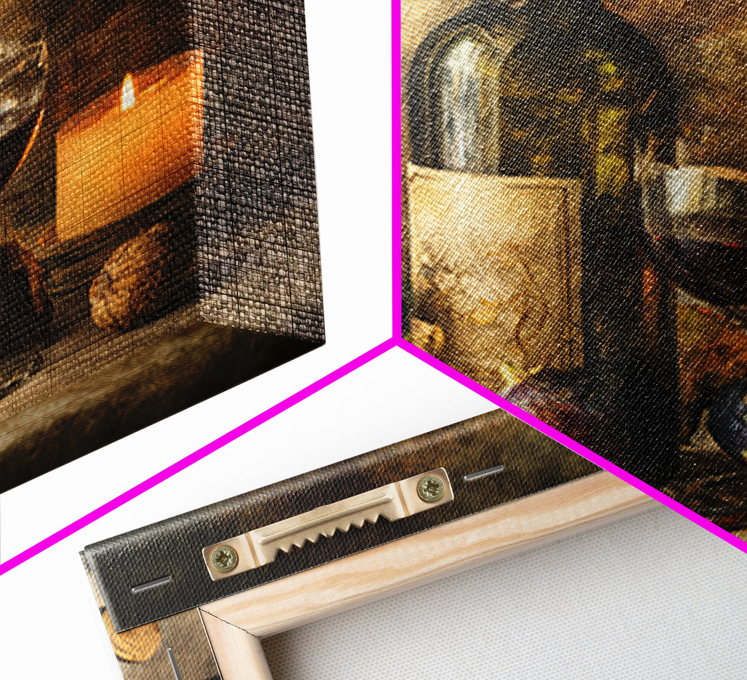 Wine Bottle and Glass Still Life Framed Canvas Print, Winery Art, Preppy Wall Art, Winery Decor, Vineyard, Statement Artwork, WIN-1x1-2