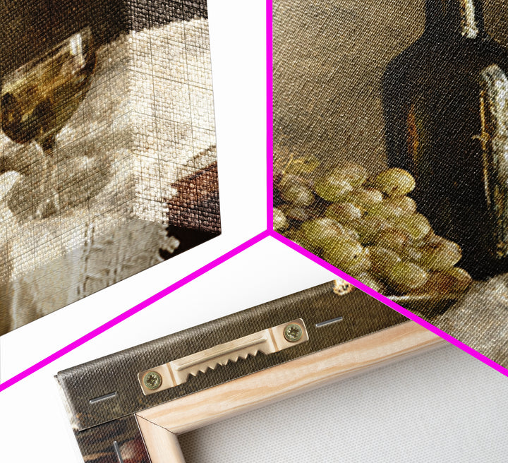 Champagne Grapes and White Linen Still Life Framed Canvas Print, Winery Art, Winery Decor, Abstract Art, Vineyard, WIN-1x1-29
