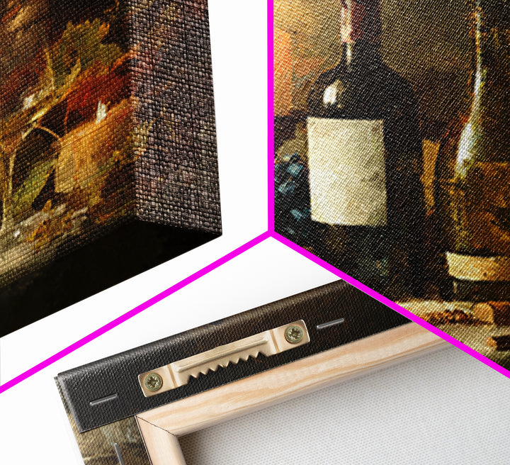 Old Cellar Key and Wine Label Shapes Canvas Print, Winery Art, Oil Painting, Winery Decor, Abstract Art, Vineyard, WIN-1x1-36