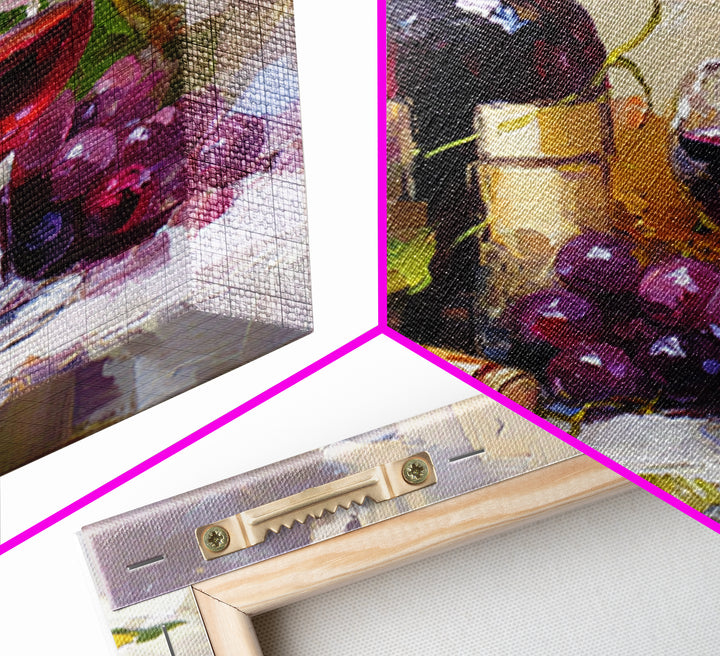 Burgundy Abstract with Gold Accents Framed Canvas Print, Winery Art, Living Room Decor, Winery Decor, Fine Art, Vineyard, WIN-1x1-47