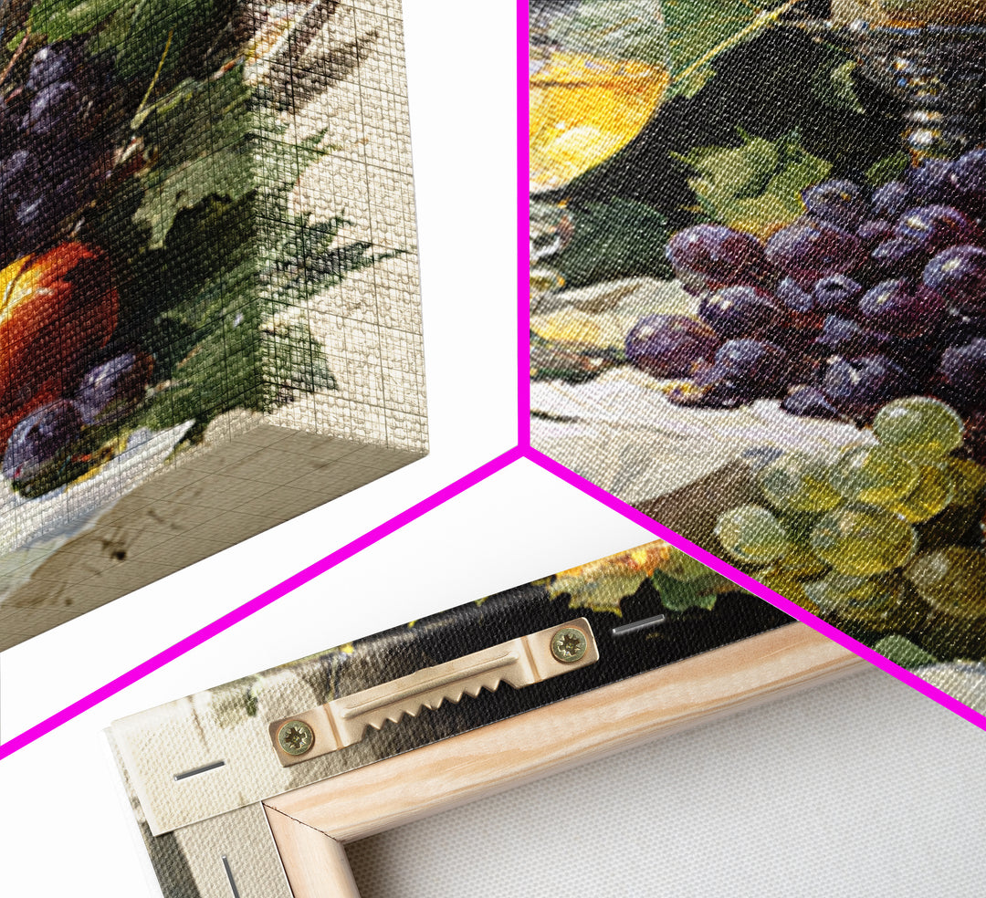 Champagne Grapes and White Linen Still Life Canvas Print, Winery Art, Fine Art Print, Winery Decor, Abstract Art, Vineyard, WIN-1x1-5