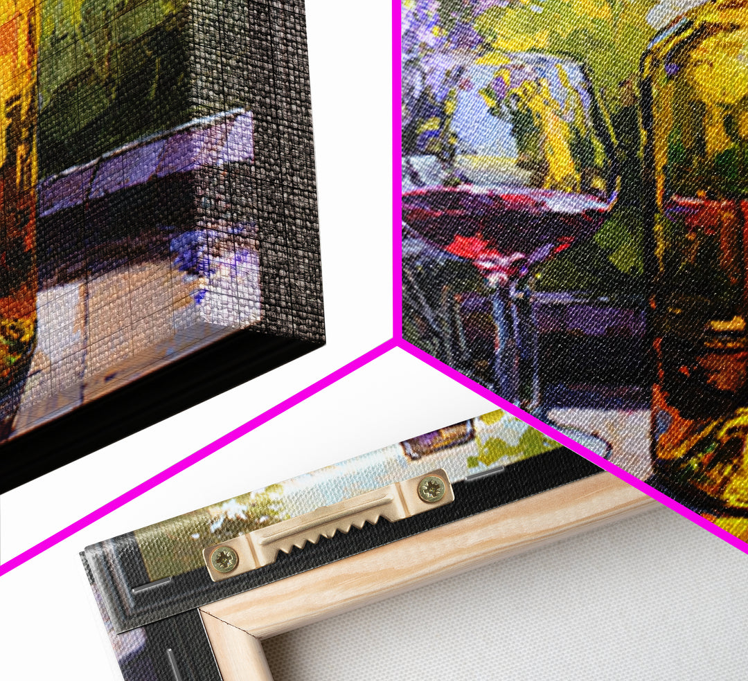 Wine Barrel with Lavender and Sunlight Canvas Print, Winery Art, Travel Poster, Winery Decor, Oil Painting, Vineyard, WIN-1x1-54