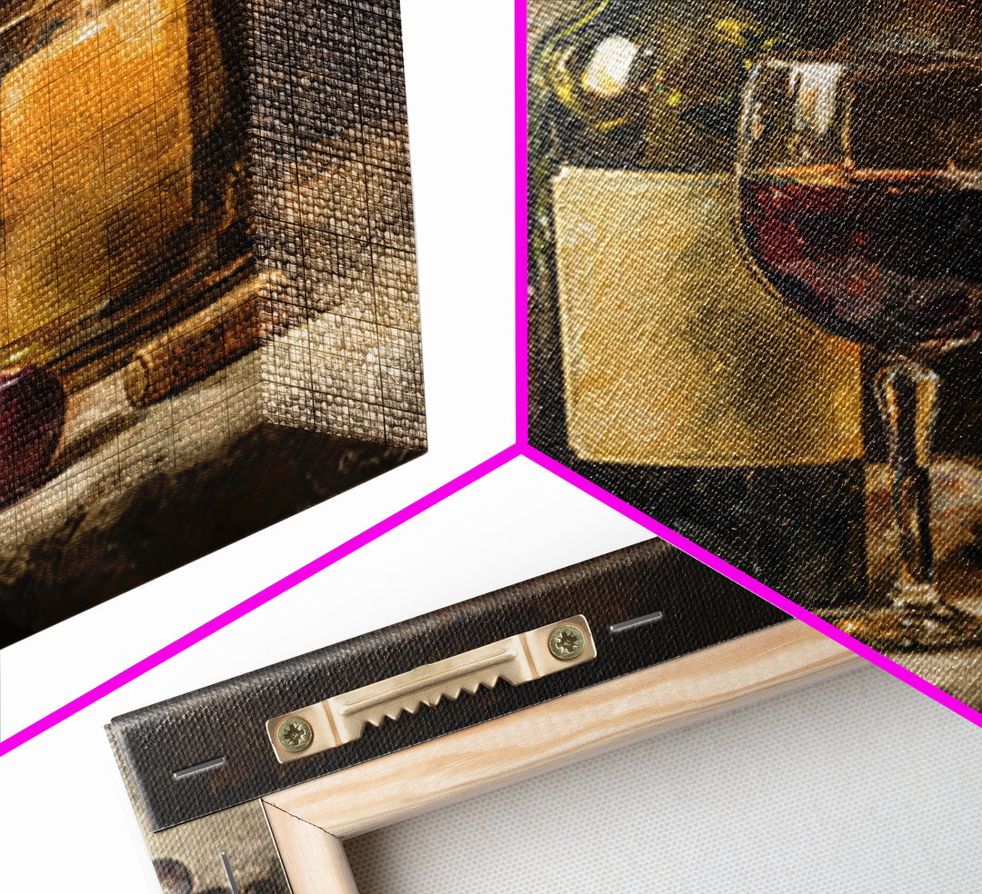 Wine Tasting Flight Rendered as Elegant Still Framed Canvas Print, Winery Art, Cocktail Wall Art, Winery Decor, Watercolor Art, WIN-1x1-58