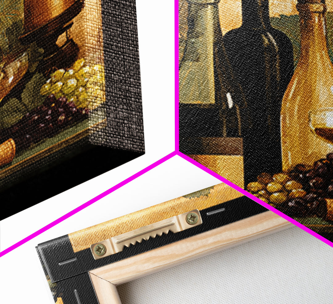 Black and Gold Wine Bottle Silhouette Framed Canvas Print, Winery Art, Wall Art Print, Winery Decor, Fine Art, Vineyard, WIN-1x1-64