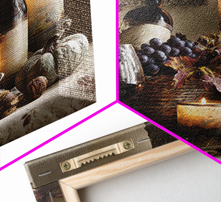 Wine Harvest Basket Framed Canvas Print, Winery Art, Bar Art, Winery Decor, Fine Art, Vineyard, Textured Painting, WIN-1x1-70