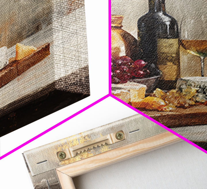 Charcuterie Board with Grapes and Cheese Canvas Print, Winery Art, Minimalist Decor, Winery Decor, Fine Art, Vineyard, WIN-1x1-85