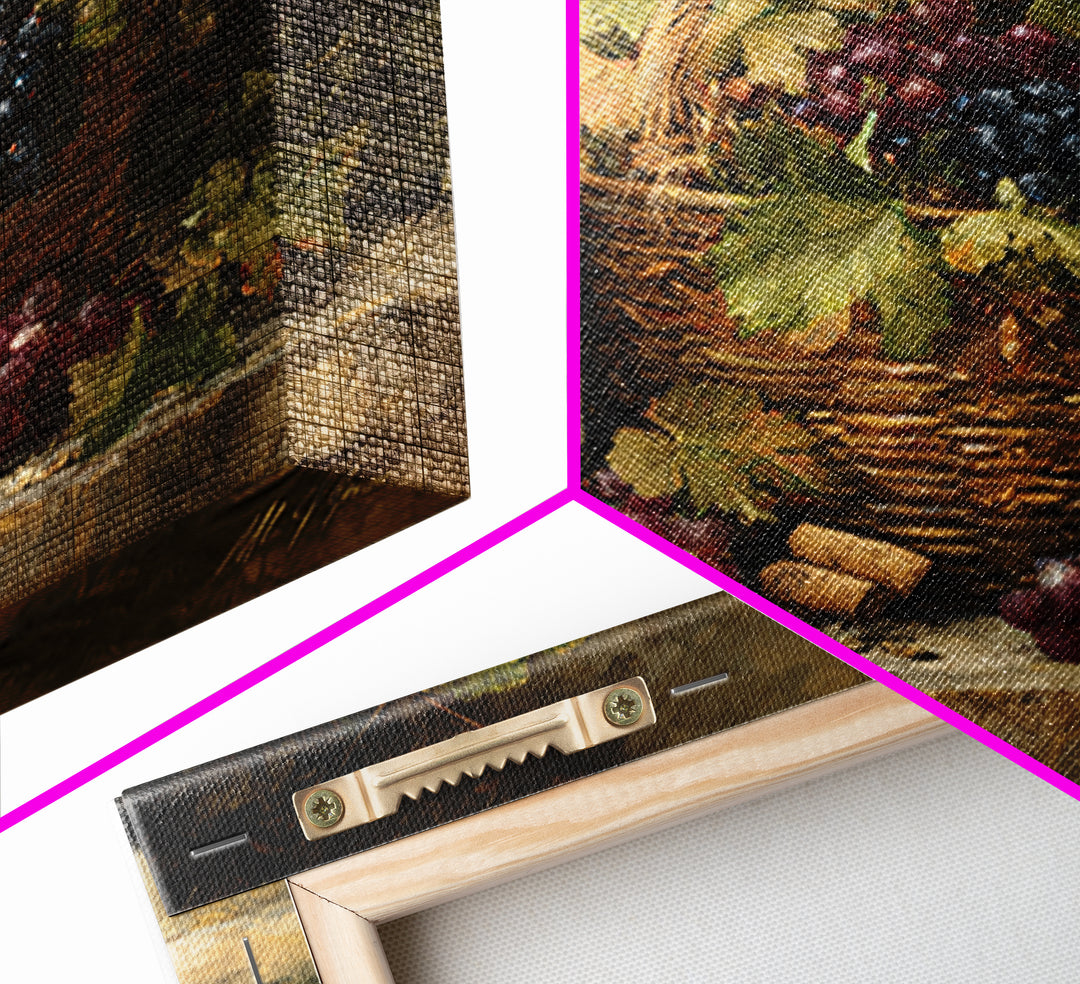Wine Harvest Basket Canvas Print, Winery Art, Modern Decor, Winery Decor, Fine Art, Vineyard, Wall Decor, Painting, Art Print, WIN-1x1-94