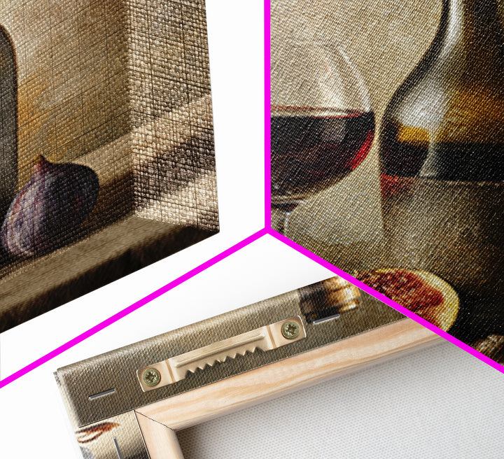 Wine Bottle and Glass Still Life Canvas Print, Winery Art, Textured Painting, Winery Decor, Fine Art, Vineyard, Oil Painting, WIN-1x1-98