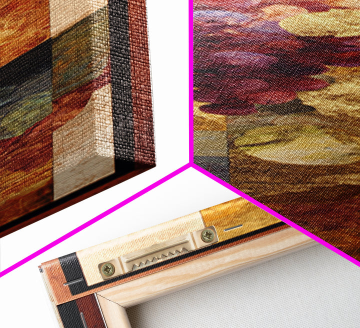 Burgundy Abstract with Gold Accents Canvas Print, Winery Art, Living Room Decor, Winery Decor, Vineyard, Travel Poster, WIN-1x3-11
