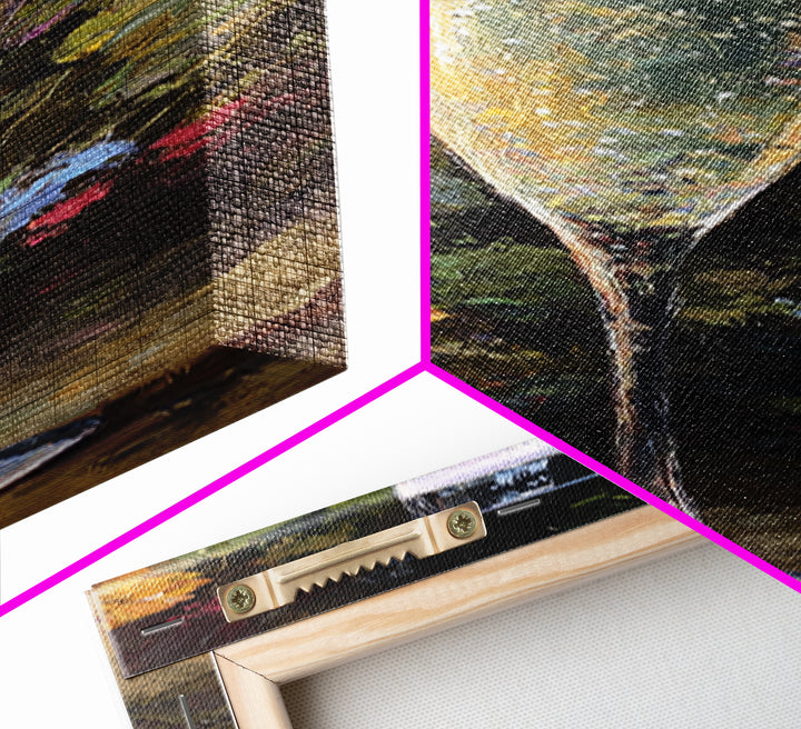 Champagne Coupe with Bubbles and Light Canvas Print, Winery Art, Wall Hanging, Winery Decor, Vineyard, Preppy Wall Art, WIN-1x3-7