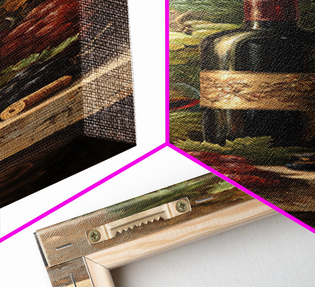 Wine Tasting Flight Rendered as Elegant Still Framed Canvas Print, Winery Art, Modern Decor, Winery Decor, Fine Art, Vineyard, WIN-1x3-70