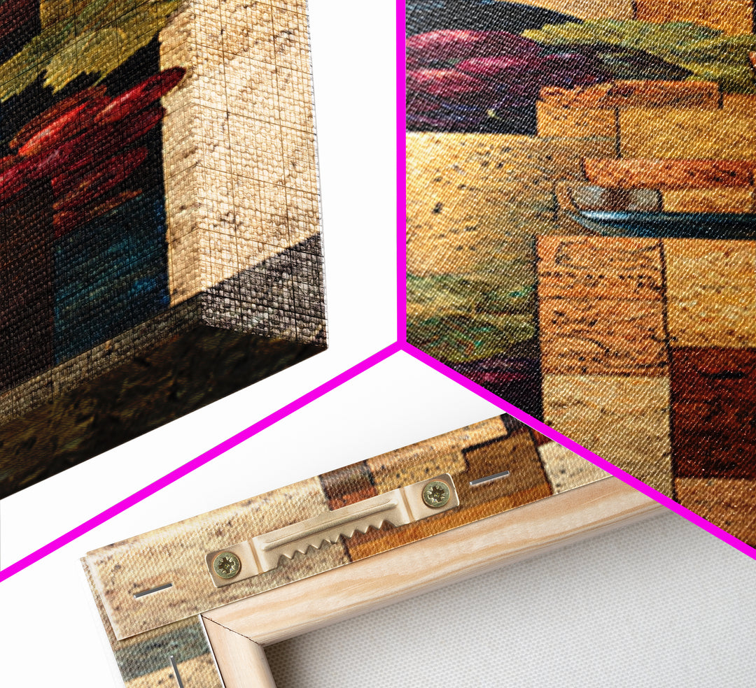 Corks Arranged as Geometric Pattern Canvas Print, Winery Art, Statement Artwork, Winery Decor, Abstract Art, Vineyard, WIN-1x3-78