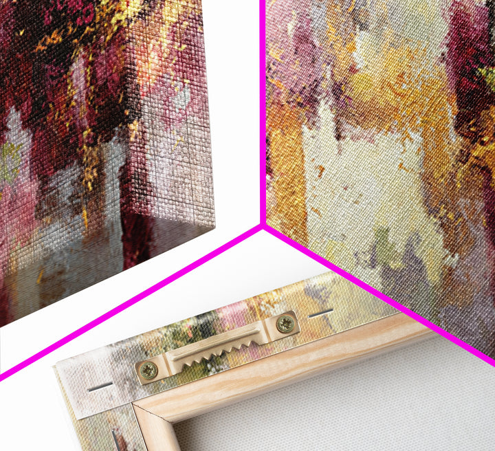Burgundy Abstract with Gold Accents Framed Canvas Print, Winery Art, Living Room Art, Winery Decor, Abstract Art, Vineyard, WIN-2x1-19